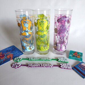 NEW LE 2020 BAI HIDDEN HARBOR TIKI BAR HULA-WEEN HIGH BALL COCKTAIL GLASS SET